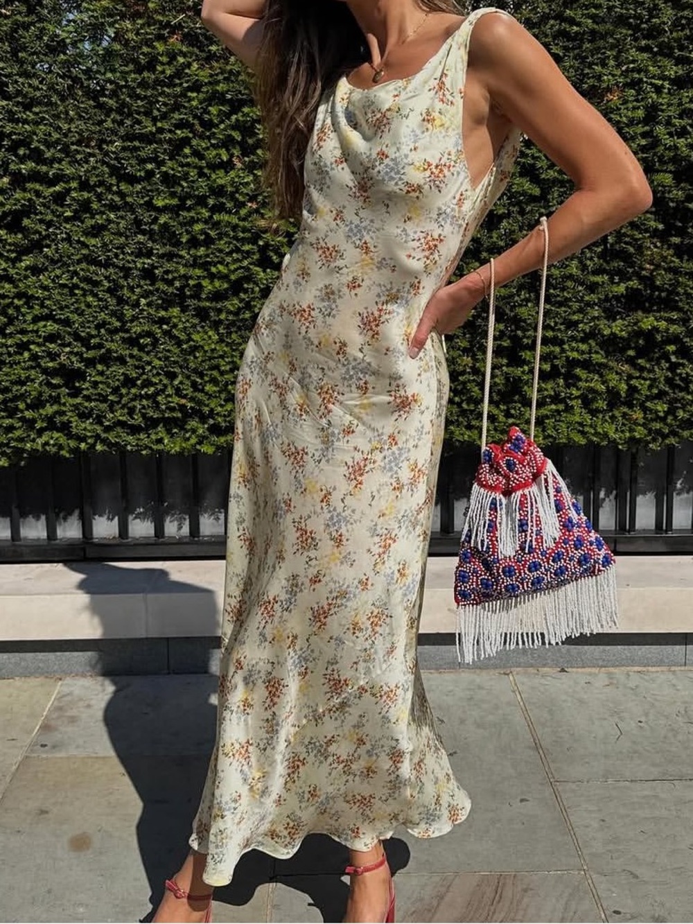 ZARA Floral Cowl-Neck Dress